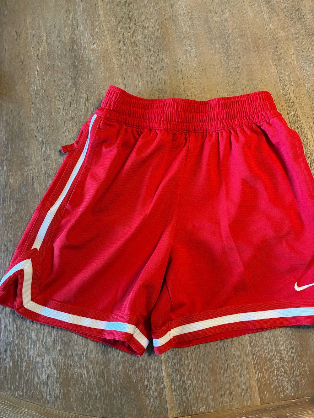 Nike Boys Red Dri-FIT Drawstring Athletic Shorts with White Accents -YM